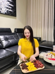 ÁO LEN POLO VÀNG CỘC TAY NỮ