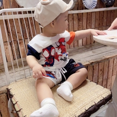 BỘ NHỆN MARVEL PHỔI TAY CAM THAN CHO BÉ TRAI NEW(SALE 60k)