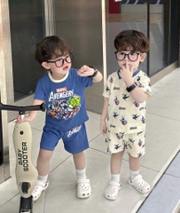 SET 2 BỘ CỘC TAY AVENGERS TONE XANH DƯƠNG BÉ TRAI