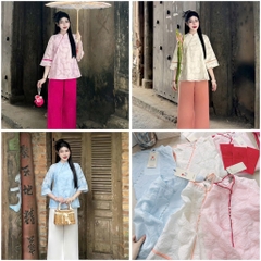 SET PHÁP PHỤC HOA HỒNG VIỀN 2 LỚP NỮ SẴN (SALE 139k)