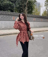 ÁO SƠ MI KẺ BUỘC VẠT NỮ