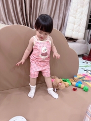 SET 3 BỘ ÁO 2 DÂY HELLO KITTY TÍM KẺ HỒNG BE BÉ GÁI SẴN(XẢ 85k)