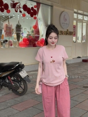 SET BỘ ÁO PHÔNG QUẦN BAGGY HỒNG NỮ