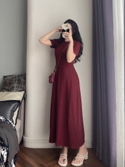 VÁY ZIP TÀU ĐỎ DÁNG DÀI NỮ