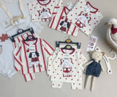 SET BỘ DÀI NOEL KẺ ĐỎ CHẤM NI BÉ TRAI BÉ GÁI