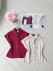 ÁO SƠ MI GU TAY LIỀN MIX NƠ CỔ NỮ(XẢ 85k)
