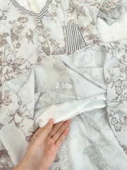 VÁY CỔ V PHỐI KẺ KÈM ĐAI HAI LỚP SẴN