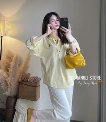 ÁO SƠ MI VÀNG THÊU MICKEY DÀI TAY NỮ