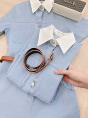 VÁY JEAN PHỐI CỔ KÈM ĐAI NỮ SẴN (SALE 150k)