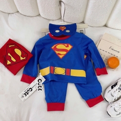 SET BỘ DÀI COTTON SUPER MAN XANH KÈM MẶT NẠ ÁO CHOÀNG BÉ TRAI