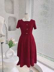 VÁY XẾP LI NƠ EO CỔ PHỐI NỮ SẴN (SALE 149k)
