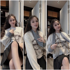 ÁO PHỐI KẺ MIXX KHĂN WELLNESS NỮ THU ĐÔNG SẴN - (SALE 79k)