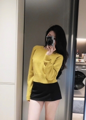 ÁO LEN NHẸ CỔ TRÒN VÀNG NỮ THU ĐÔNG SẴN