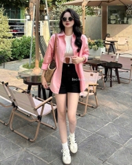 ÁO SƠ MI HỒNG NỮ