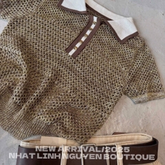 ÁO LEN LƯỚI NHŨ CỔ POLO NỮ