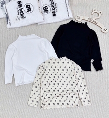 SET 3 ÁO ZIP DÀI TAY ĐEN TRẮNG HOA NHÍ BÉ GÁI (SALE 89k)