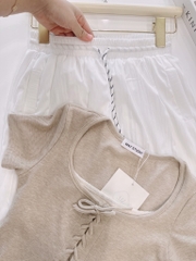 SET LEN HÀN MỎNG ÁO PHỐI MIX DÂY CÁCH ĐIỆU KÈM QUẦN NỮ