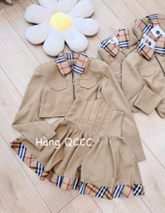 SET BỘ NỮ PHỐI ÁO VESST KHOÁ MIX VÁY XOÈ COSSET 2 LỚP THU ĐÔNG SẴN (SALE 138k)