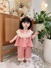 SET KẺ PHỐI REN ĐÍNH NƠ BÉ GÁI