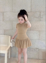 VÁY REN MỀM CỔ BÈO 2 MÀU BÉ GÁI