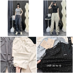 SET BỘ NỮ QUẦN TÚI HỘP DÚT GẤU MIXX ÁO CHẤM BI MIU MIU
