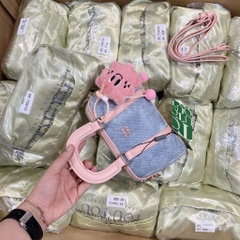 TÚI XÁCH TOU.TOU DÁNG TRỐNG XANH PHỐI HỒNG
