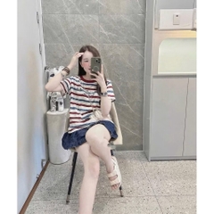 ÁO PHÔNG XƯỚC 2 MÀU TRẮNG VÀ KẺ NỮ SẴN