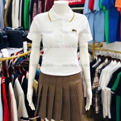 ÁO POLO CÁ SẤU TRẮNG VIỀN CAM NỮ SẴN