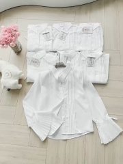 ÁO SƠ MI DẬP LI TAY NƠ BUỘC NỮ SẴN