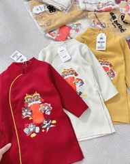 ÁO DÀI HOẠ TIẾT KỲ LÂN BÉ TRAI SẴN- ( SALE 50K)