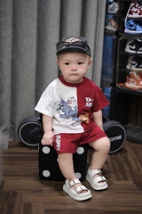 SÉT BỘ COTTON TOM & JERRY TONE TRẮNG ĐỎ CHO BÉ TRAI