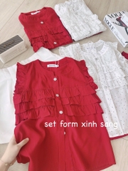 SET ÁO PHỐI BÈO 2 MÀU KÈM QUẦN SHORT TAFFTA NỮ