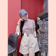 SET CHẤM BI HỒNG CỔ SEN NHỎ MIXX SHORT KAKI SẴN