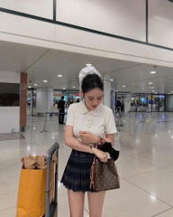 SET ÁO CỔ SEN MIX CHÂN VÁY KẺ NỮ (HÀNG ĐẮT)