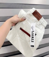 QUẦN JEANS NỮ SUÔNG TRẮNG VIỀN ĐỎ TÚI SAU SẴN