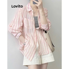 ÁO SƠ MI KẺ HỒNG DÀI TAY NỮ SẴN(SALE 85k)