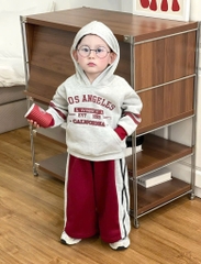 SET BỘ DÀI NỈ LOS ANGELES ÁO XÁM QUẦN ĐỎ BÉ TRAI