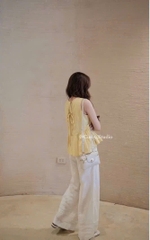 SÉT THÔ COTTON VÀNG DỊU MIX QUẦN GẤU REN NỮ SẴN ( SALE 115K )