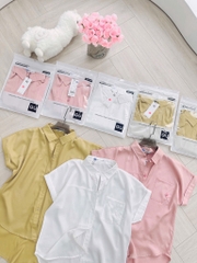 ÁO SƠ MI GU TÚI TRƯỚC HỒNG TRẮNG NỮ SẴN (SALE 80k)
