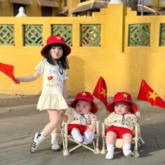SET ĐỎ ĐỘC LẬP TỰ DO KÈM MŨ BÉ TRAI BÉ GÁI (SALE 65k)