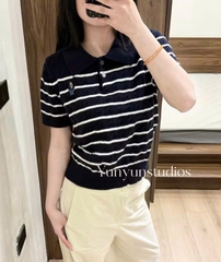 ÁO POLO LEN VẶN THỪNG THÊU GẤU CỘC TAY NỮ THU ĐÔNG