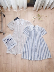 VÁY KẺ LI NGỰC PHỐI CỔ DÁNG XUÔNG NỮ SẴN