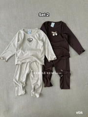 SET 2 BỘ DÀI XÁM KEM - NÂU BE BÉ GÁI