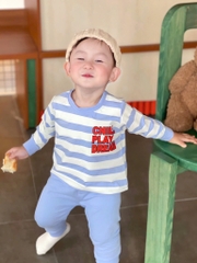 SET 3 BỘ DÀI COTTON Ô TÔ GẤU TONE XANH XÁM BÉ TRAI