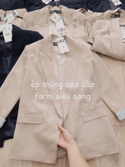 ÁO BLAZER LI-EN ÉP MÙNG PHỐI TAY KẺ 2 LỚP NỮ THU ĐÔNG SẴN
