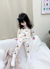 BỘ DÀI CHÓ CON NHỎ TONE TÍM BE QUẦN KẺ BÉ GÁI
