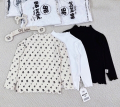 SET 3 ÁO ZIP DÀI TAY ĐEN TRẮNG HOA NHÍ BÉ GÁI (SALE 89k)