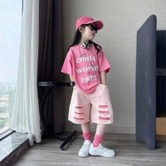 SET ÁO PHÔNG CHALK WORLD 2 MÀU KÈM QUẦN NGỐ BÉ GÁI