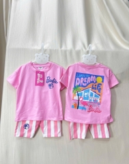 SET BARBIE QUẦN KẺ HỒNG CHO BÉ GÁI SẴN