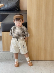 SET 3 QUẦN ĐÙI KAKI THÊU GẤU ĐEN TRẮNG NÂU BÉ TRAI SẴN(XẢ 89k)